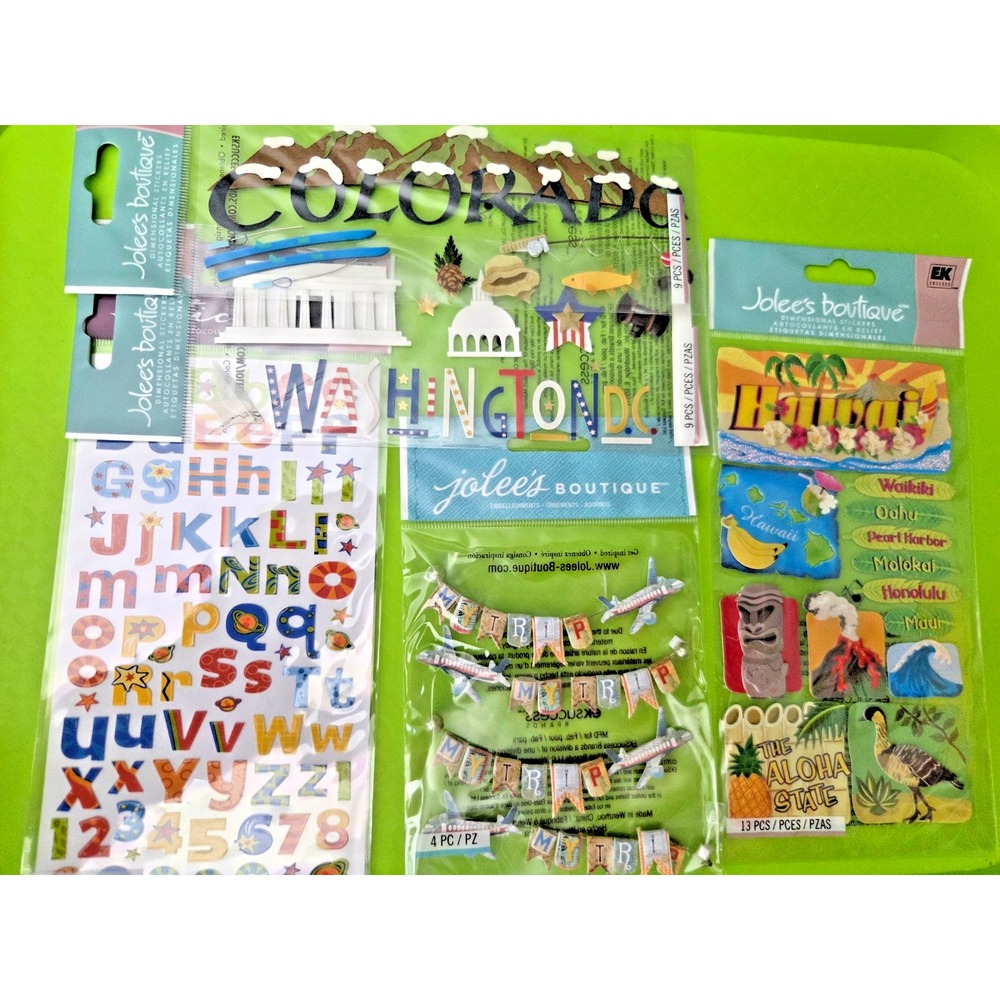 Jolees Boutique Stickers Lot of 5 Scrapbooking Travel Vacation Colorado Hawaii